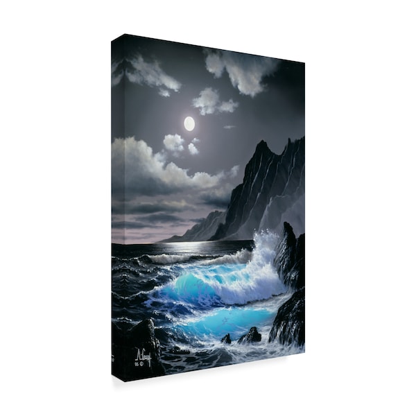 Anthony Casay 'Waves Under The Moon 17' Canvas Art,12x19
